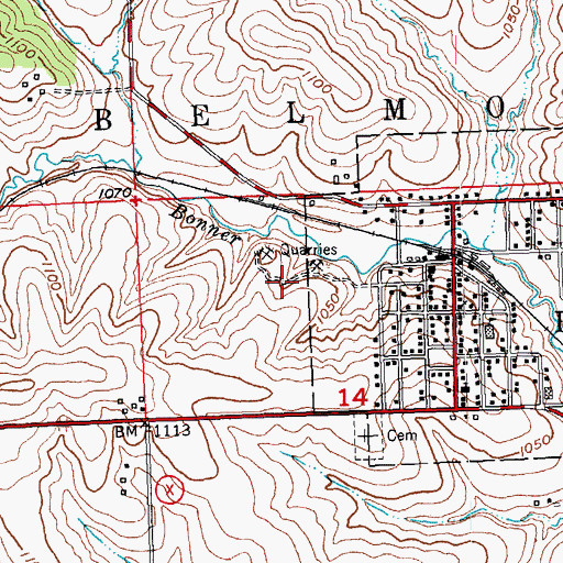 Topographic Map of Huggins Quarry, WI