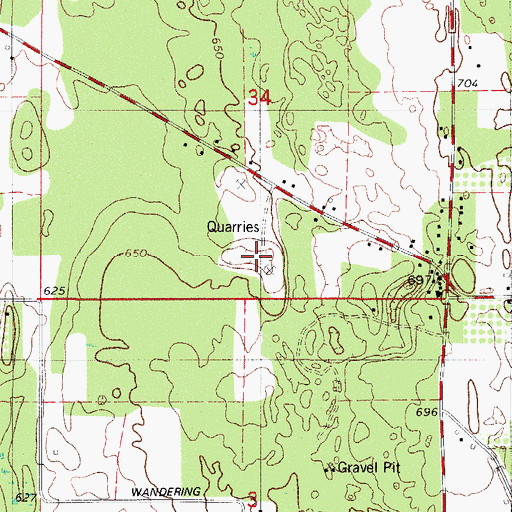 Topographic Map of Jarman Quarry, WI