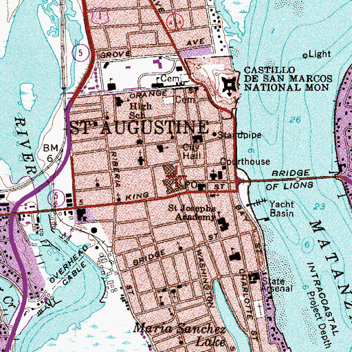 Topographic Map of Hotel Ponce de Leon (historical), FL