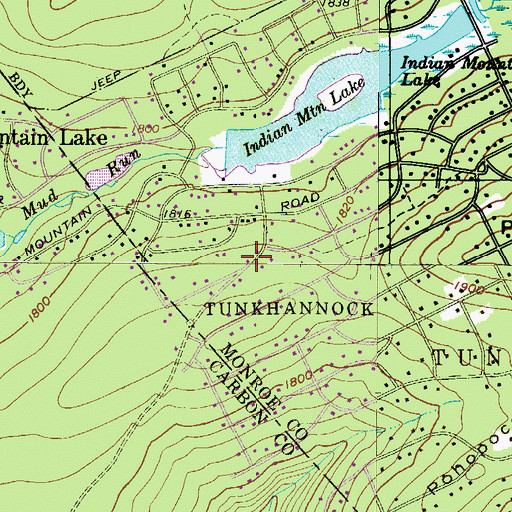 Topographic Map of Indian Mountain Lake Census Designated Place, PA