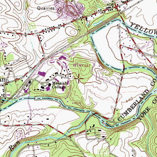 Topographic Map of Messiah College Census Designated Place, PA