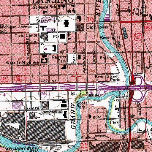 Topographic Map of Michigan Manufacturers Association Historical Marker, MI