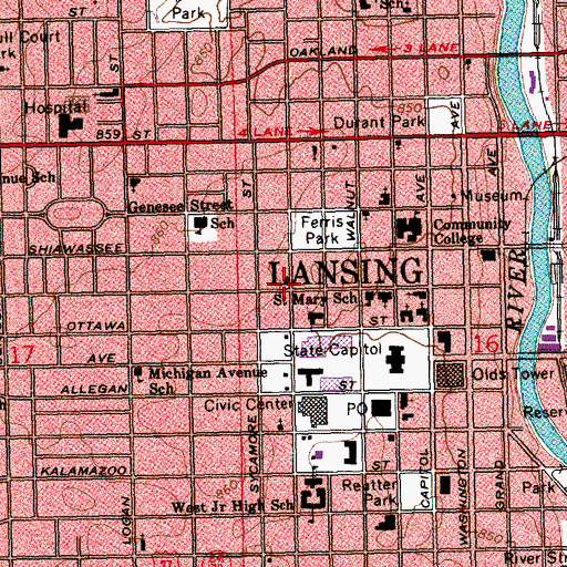 Topographic Map of Morgan B Hungerford House Historical Marker, MI