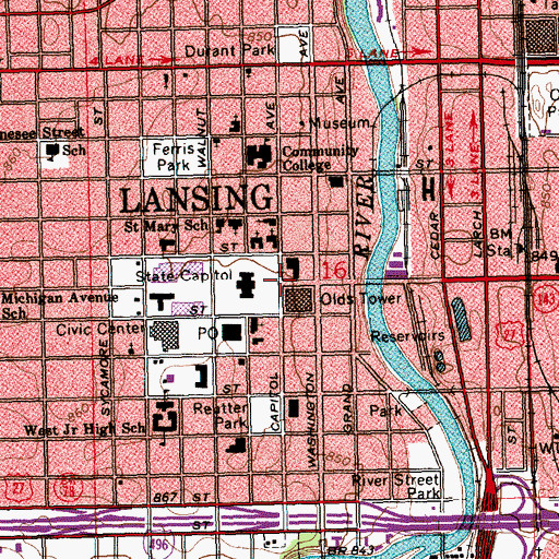 Topographic Map of State Capitol Historical Marker, MI