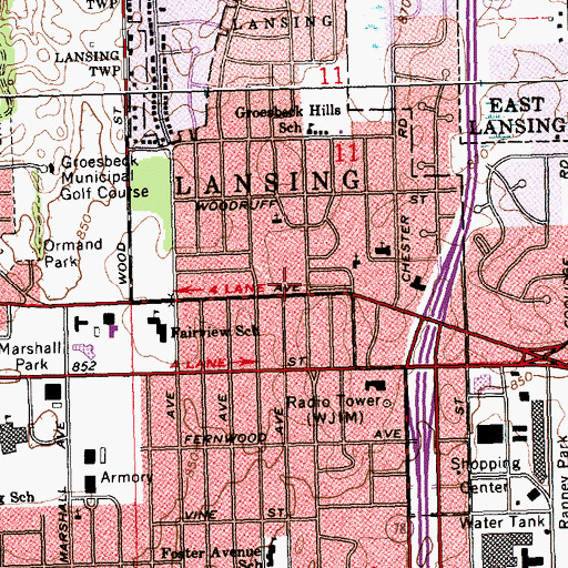 Topographic Map of Michigan Millers Mutual Insurance Company Historical Marker, MI