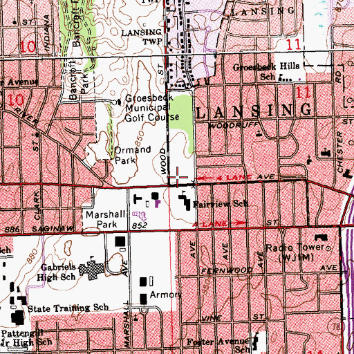 Topographic Map of Plymouth Congregational Church Historical Marker, MI