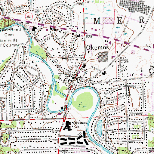 Topographic Map of Okemos Village Historical Marker, MI