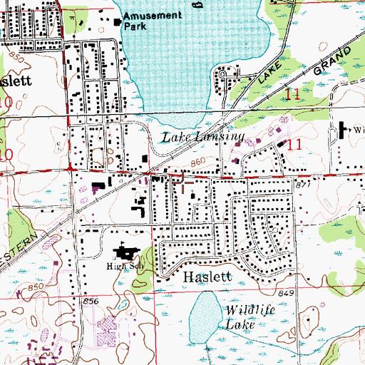 Topographic Map of Haslett Historical Marker, MI