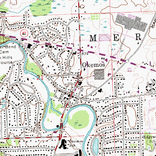 Topographic Map of Okemos Methodist Church Historical Marker, MI