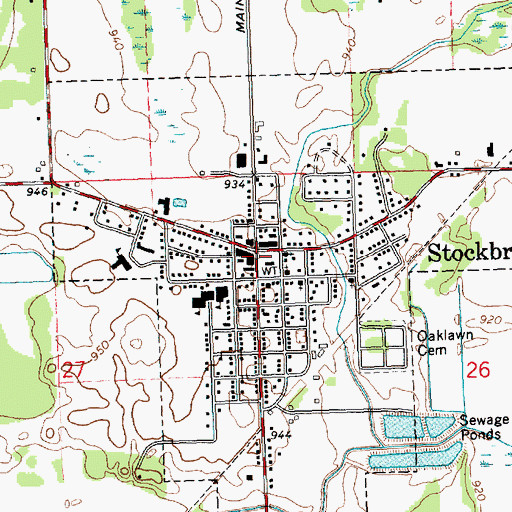 Topographic Map of Stockbridge Town Hall Historical Marker, MI