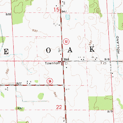 Topographic Map of White Oak Township Hall Historical Marker, MI