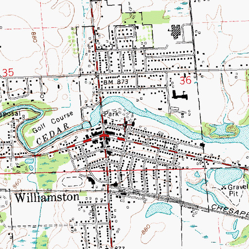 Topographic Map of Saint Mary Parish Historical Marker, MI