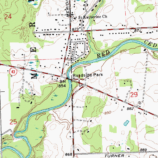 Topographic Map of Grand River Trail Historical Marker, MI