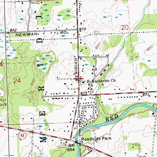 Topographic Map of Saint Katherine's Chapel Historical Marker, MI