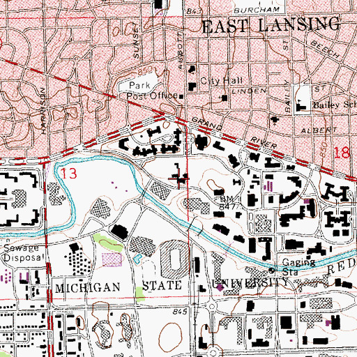 Topographic Map of Music Building, MI