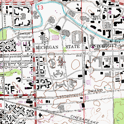Topographic Map of Case Residence Halls, MI