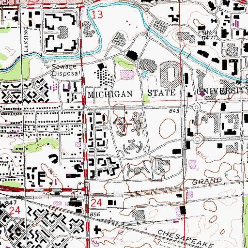 Topographic Map of Wonders Residence Halls, MI