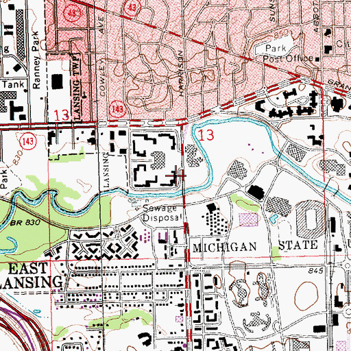 Topographic Map of Emmons Residence Hall, MI