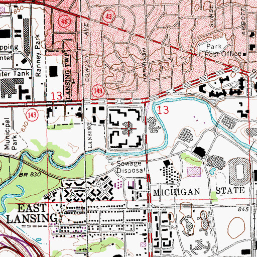 Topographic Map of Brady Residence Hall, MI