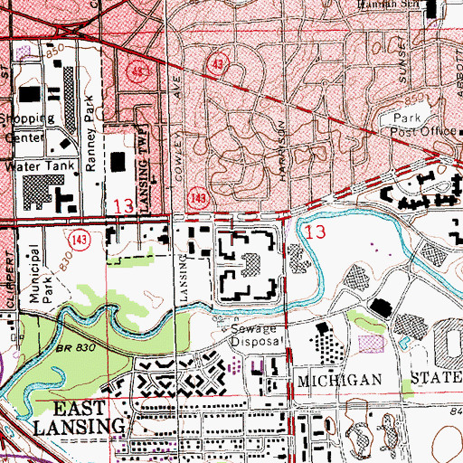 Topographic Map of Rather Residence Hall, MI