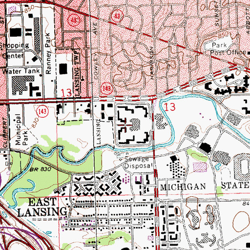 Topographic Map of Armstrong Residence Hall, MI