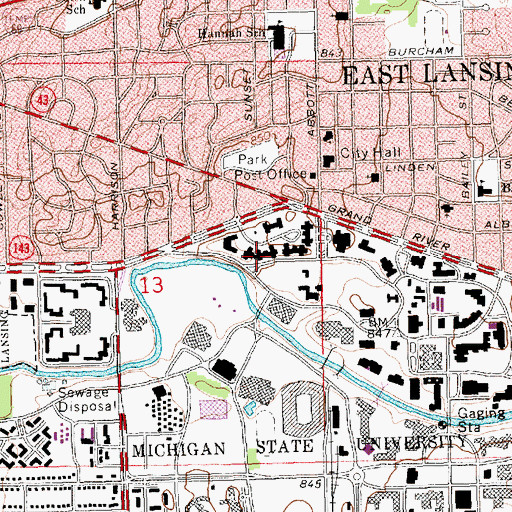 Topographic Map of Gilchrist Residence Hall, MI