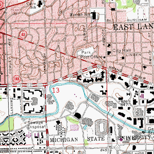 Topographic Map of Williams Residence Hall, MI
