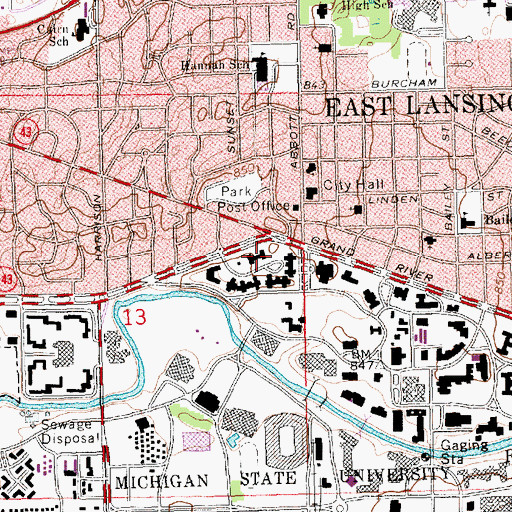 Topographic Map of Mayo Residence Hall, MI