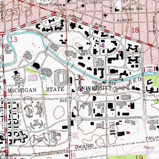 Topographic Map of Wells Hall, MI