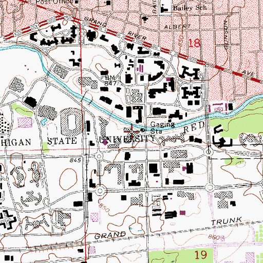 Topographic Map of Erickson Hall, MI