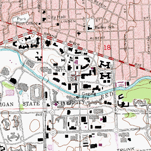 Topographic Map of Kedzie Hall, MI