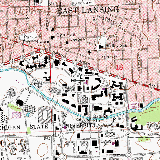 Topographic Map of Cook Hall, MI