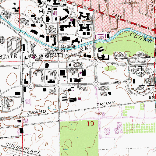Topographic Map of Biochemistry Building, MI