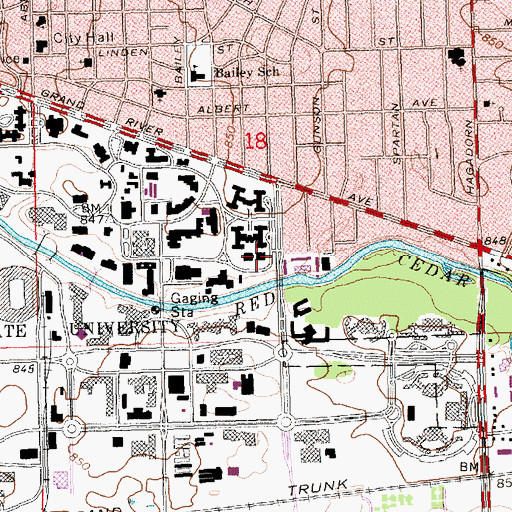 Topographic Map of Geography Building, MI