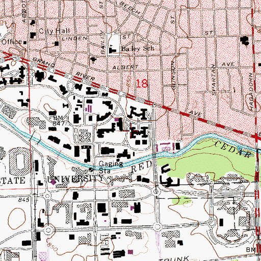 Topographic Map of Phillips Residence Hall, MI