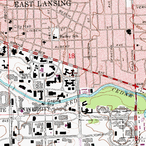 Topographic Map of Abbot Residence Hall, MI