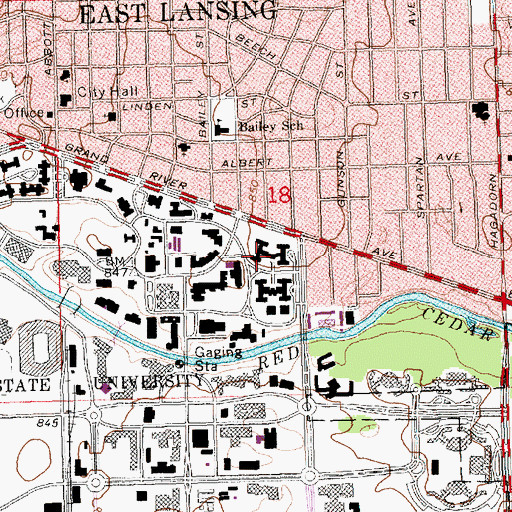Topographic Map of Mason Residence Hall, MI