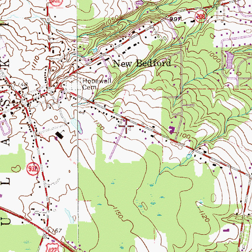 Topographic Map of New Bedford Census Designated Place, PA