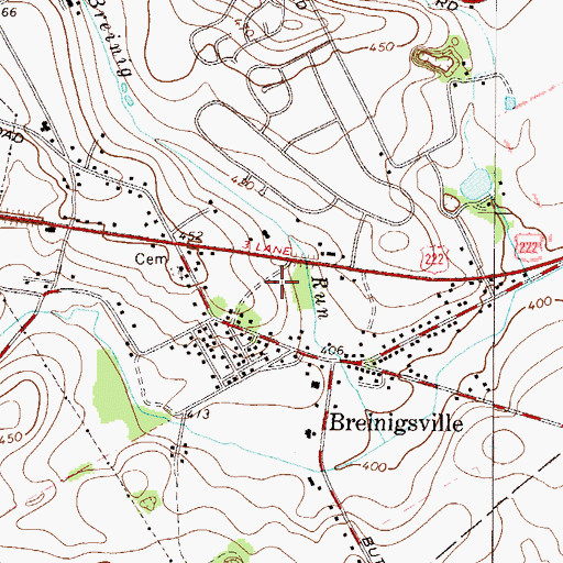 Topographic Map of Breinigsville Census Designated Place, PA