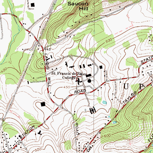 Topographic Map of DeSales University Census Designated Place, PA