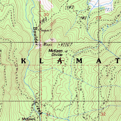 Topographic Map of McKeen Divide, CA