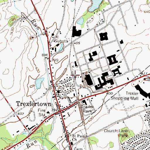 Topographic Map of Trexlertown Census Designated Place, PA