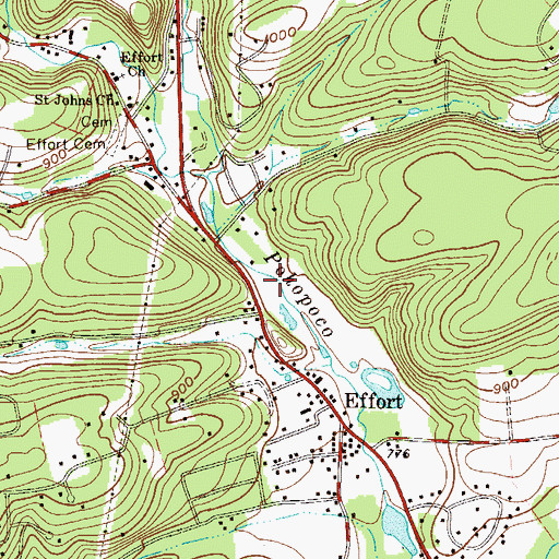 Topographic Map of Effort Census Designated Place, PA