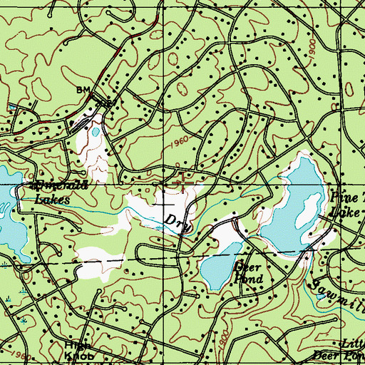 Topographic Map of Emerald Lakes Census Designated Place, PA