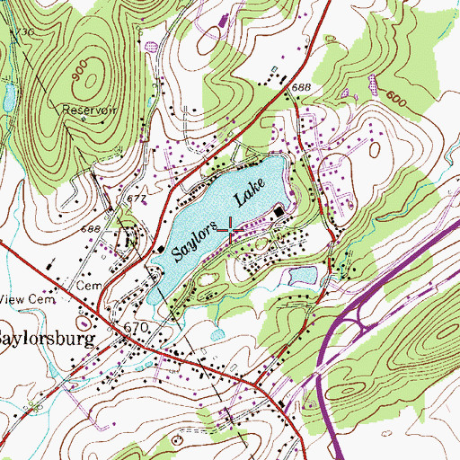 Topographic Map of Saylorsburg Census Designated Place, PA