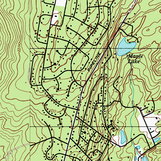 Topographic Map of Pine Ridge Census Designated Place, PA