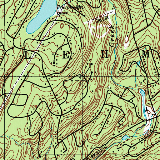 Topographic Map of Pocono Mountain Lake Estates Census Designated Place, PA