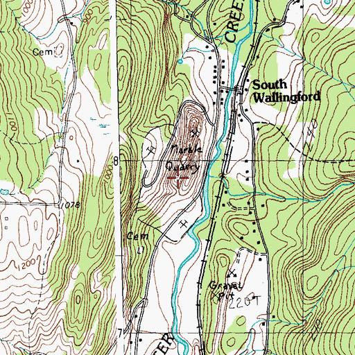 Topographic Map of South Wallingford Limestone Quarry, VT