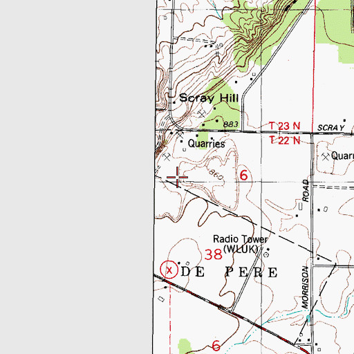 Topographic Map of Leo Scray Quarry, WI