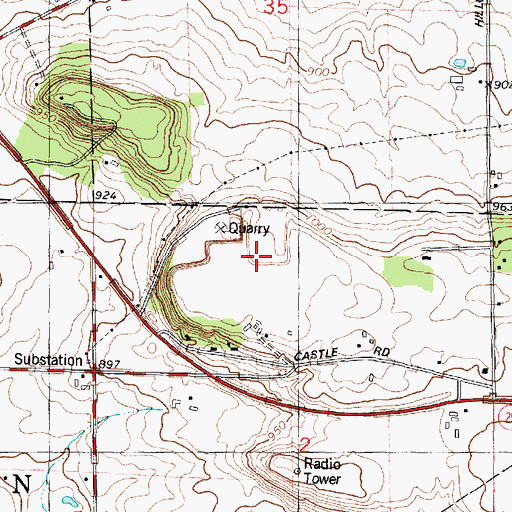 Topographic Map of Limekiln Quarry, WI